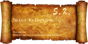 Spicz Krisztina névjegykártya
